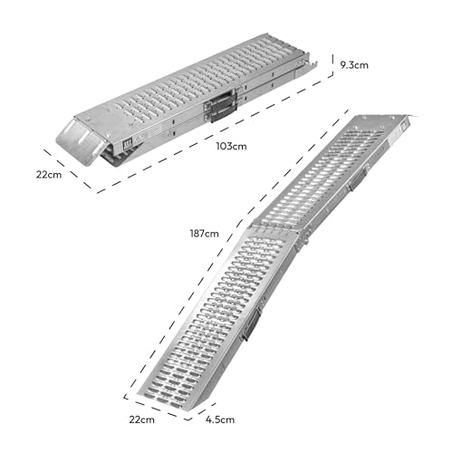 Kct Twin Pack Vehicle Ramp Heavy Duty Vehicle Loading Ramp 400Kg Capacity Folding Motorcycle Bike Access Scooter Lawn Mower Car Truck Trailer (2 X 200Kg) - 5