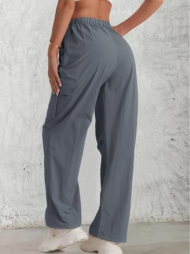 Image of DEELMO Women's High-Waist Relaxed Fit Cargo Pants | Multi Utility Pockets Trouser | Cargo Trouser | Women Baggy Pant | Adjustable Drawstring Waistband
