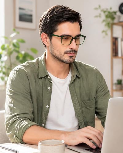 Image of ANRRI Blue Light Blocking Glasses Anti Eyestrain Lens Lightweight Frame Eyeglasses Clear Green Men /Women