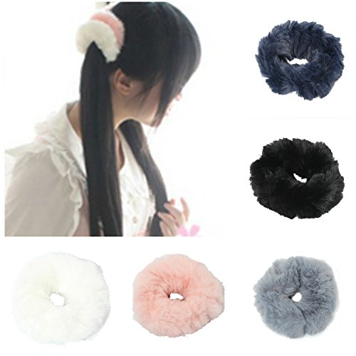 JUSTFOX - Elastico per capelli con pelliccia