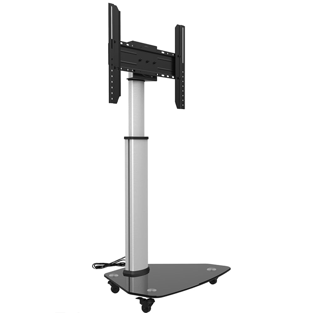 Proton 100 mobiler TV Ständer, rotierbar, Steckdosen, USB-Ports, Höhe VESA 135cm, Hoch- Querformat 32-75 Zoll 40 kg Alu Schwarz