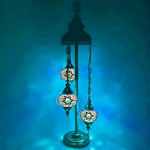 World Home Living Turkish Moroccan Floor Lamp 3 5 Ball Light Eastern Bohemian Mosaic Glass UK Tested (5IN1FL Multi 4)