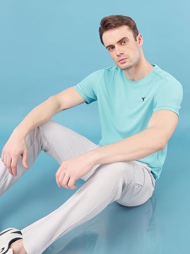 Image of TECHNOSPORT Men's 100% Polyester Slim Fit Solid Short Sleeve T-Shirt for Gym, Workout, Sports and Regular Use - Pack of 2