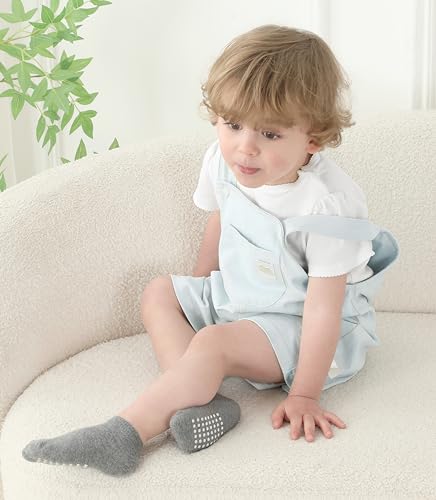 Image of JAKIDAR 12-Pair Baby Socks Non-Slip Cotton Toddler Socks Ankle Socks for Baby Toddler Kids