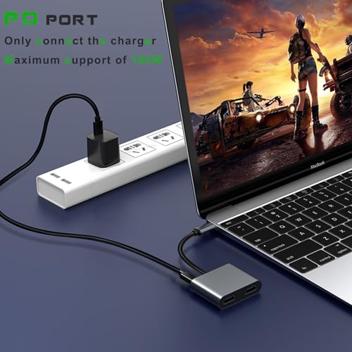 USB C to Dual HDMI Adapter for Monitor, USBC Laptop Docking Station Dual Monitor Dongle MacBook, USB-C Hub Powered Mac, USB 3.0 to USB c Adapter Cable with Fast Charging Chromebook, Type C Dock by Mindorlen - Image 3