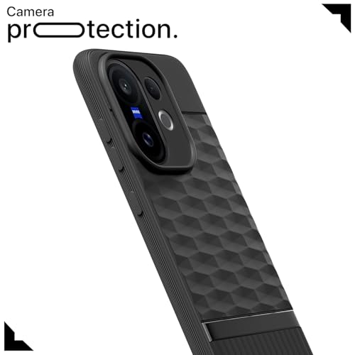 Image of Pikkme Back Cover for Vivo V60 5G / Vivo T4 Pro 5G Camera Protection 3D Hexa Cube Design Silicone Protective Bumper Case (Black)