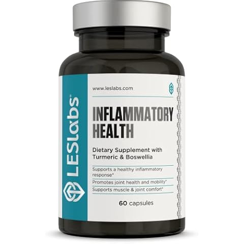 LES Labs Inflammatory Health – Joint Support, Muscle Function & Relaxation, Mobility– Turmeric, Boswellia, Quercetin, Ginger & CoQ10 – Non-GMO Supplement – 60 Capsules Cover