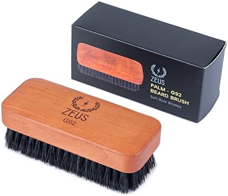 ZEUS Boar Bristle Beard & Mustache Brush for Men, 4.5" Soft-Bristle Small Travel Beard Brush - Made in Germany