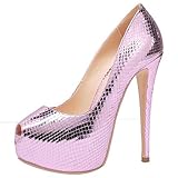  AOOAR Damen Hohem Absatz Abendschuhe mit Verborgen Plateau Lila Animal-Print Pumps EU 44