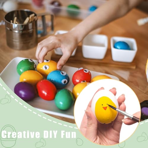 SallyFashion 7 Pcs Wooden Fake Eggs, 3 Colors Wood Eggs for Crafts Fake Chicken Eggs Nesting Eggs Home Decor