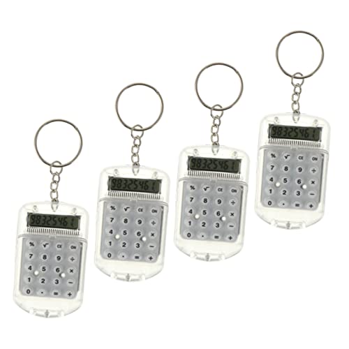 OSALADI 4pcs Mini Keychain Calculators Portable Tiny LCD Display Calculators Protective Cover for Students and Office Use Lightweight and Compact Design Transparent Color