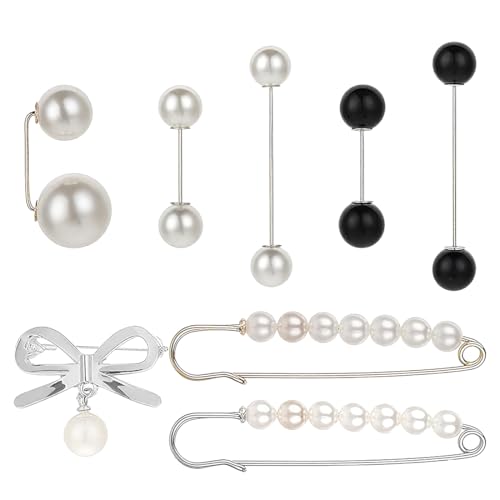 JYNXOR 8Piezas Alfileres de Seguridad Broche para Mujeres, Clips De Chal Suéter De Perla, Broche de Perla, Imperdibles Broches Novia, Broche para Mujeres para Chal Suéter Bufanda Vestido de Decoración