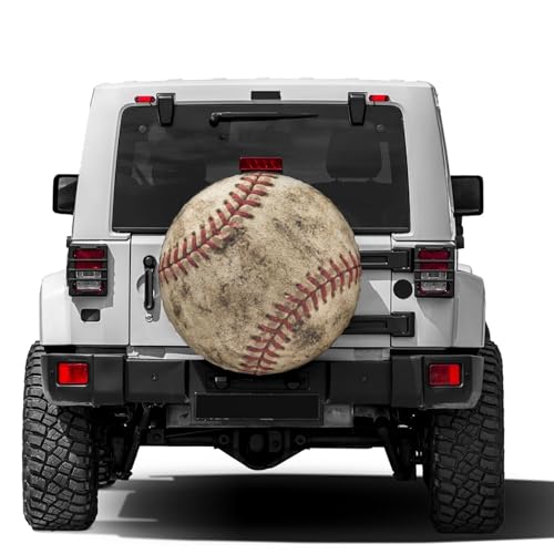 Image of Delerain Red Stitching Baseball Spare Tire Covers for RV Trailer SUV Truck and Many Vehicle, Wheel Covers Sun Protector Waterproof (15 Inch for Diameter 27 inch-29 inch)