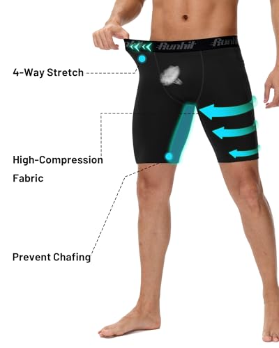 Runhit 2 Pack Mens Compression Shorts with Pockets 9" Performance Spandex Underwear Sport Athletic Workout Running Base Layer4