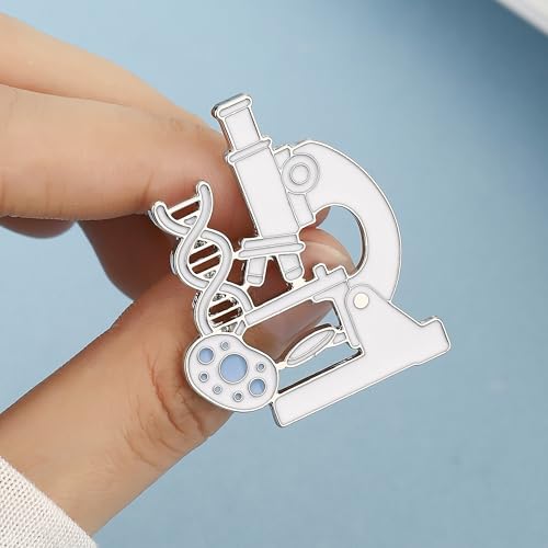 Image of Science and Medical Microscope Brooch,Colorful Enamel Lab Pin Jewelry for Scientists Laboratory Enthusiasts Badge Gifts