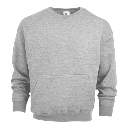 Homespun Ultra Soft Pouch Pocket Crewneck Sweatshirt (Small, Ash