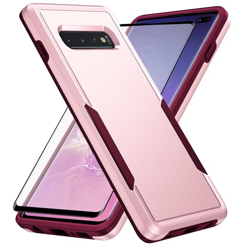 Coque Samsung S10 Plus avec verre trempé 9H et protection intégrale rose