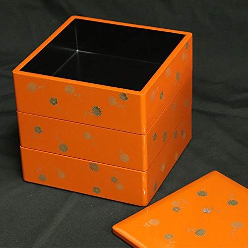 【会津漆器　5.5寸　ダイヤ/校倉型　3段重箱】天然木製　溜塗　　長期保管品 重箱 3段 日本製 国産 会津漆器 5.5 三段重共足 扇面F 黒 内朱 5.5寸 3