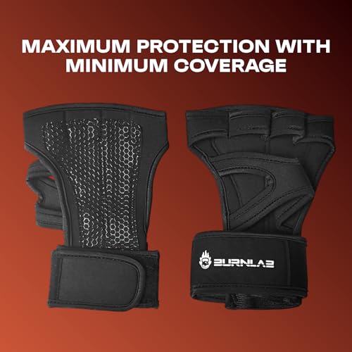 Image of BURNLAB Weight Lifting Gloves with Wrist Support, Work Out Gloves, Gym Gloves - Great for Cross Training, Pull Ups, Calisthenics and Gym, Workout Gloves for Men & Women (Black, XL)