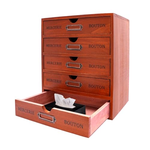 5 Tier Home Office Desk Organizer Large Wooden Storage Box