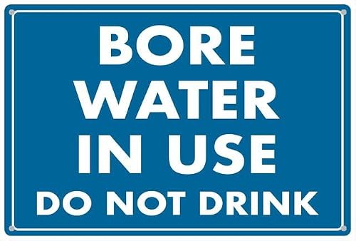 Bore Water In Use Do Not Drink Blue Aluminum Tin Sign 12"x8" For Homeowners, Gardeners - Home Kitchen Wall Decor