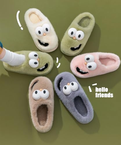 Kissing Slippers Tongue, 3D Big Eye Dog Tongue Slippers Plush Thick Fun Cartoon Plush for Couples Comfy House Shoes2
