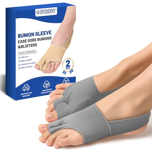 DiviDermy 2 Piezas Separador Dedos Pie, Separadores de Dedos del Pie, Separadores Dedos en Valgo con Banda para el Talón, Hombres y Mujeres, Adecuado para todo tipo de zapatos, Gris