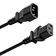 deleyCON 2m Kaltgerätekabel Verlängerung - IEC C13 auf C14 - Stromkabel Stromverlängerung - Gerader C13 Stecker auf C14 Buchse - Hausgeräte PC Monitor Beamer Drucker - Schwarz