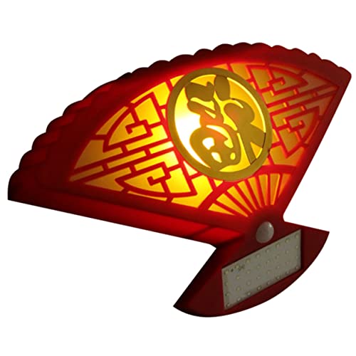 jojofuny Applique Da Parete Decorativa A Forma Di Ventaglio A Energia Solare A Led Per Esterni Per Casa Cortile Stile Cinese