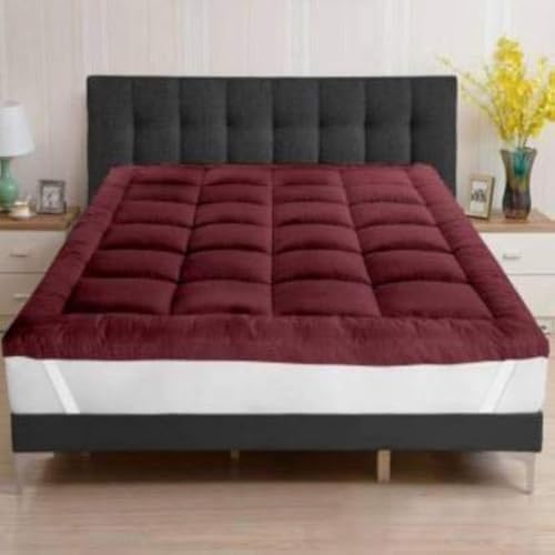 Image of Rajasthan Crafts Ultra Soft Microfiber Mattress Topper /Padding (Small Single Bed (36inch x 72inch), Maroon)