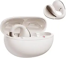 Fones de Ouvido Abertos QCY Crossky C30, Fones Bluetooth 5.4 com Clipe, Conforto Leve, Ajuste Estável, 25 Horas de Reprodução (Branco)