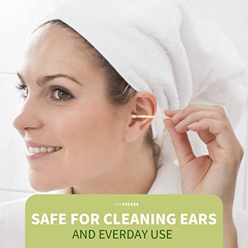 Meipo Cotton Swab For Ears Double Round Thick Cotton Tips With Strong Wooden Sticks For Makeup Or Nails Natural Cotton Bud 3 Inch,One Small Box (1Pack 400 Count) #TOP18