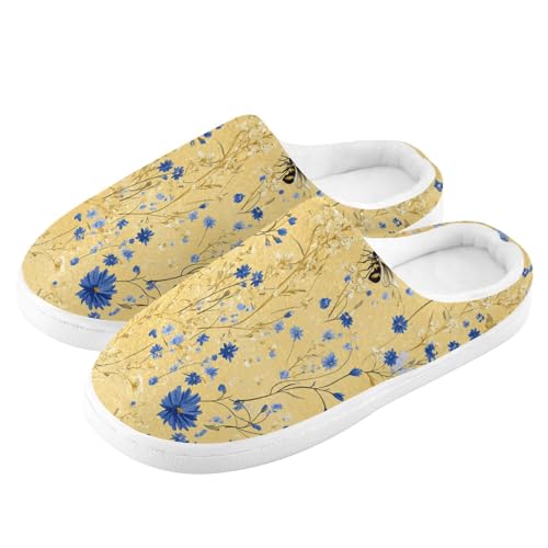 JUNZAN Chic Cornflower Gold Mens Home Cotton Slipper Non Skid Memory Foam Foam Slippers for Outdoor Birthday Presents 6-74