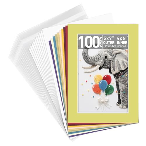 Golden State Art, Pack of 100, 5x7 kit Picture Mat for 4x6 Photo by Golden State Art - Used condition - US$15.52