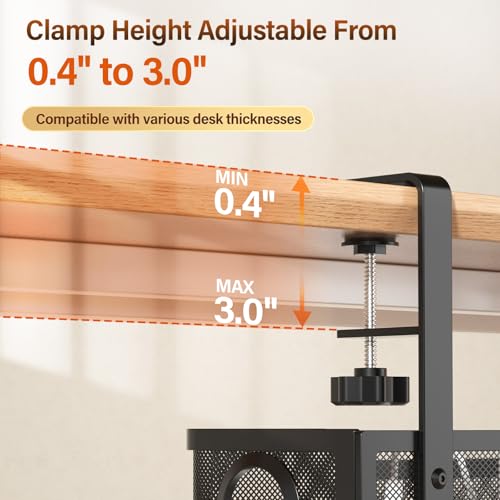 Image of [Upgraded] 2 Pack Under Desk Cable Management Tray, Cinati Cord Organizers for Table Thickness up to 3 inch, 16 inch Wire Organization with Clamp No Drill, Cable Management Box for Office - No Damage to Desk