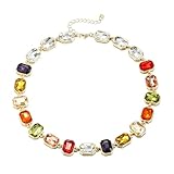 EVER FAITH Gargantilla de cristal para mujer, brillante, gargantilla de estrás, llamativa, cadena de oro, collar para fiestas, bailes de graduación, Medio, Cristal, Sin piedra preciosa