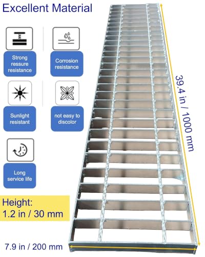 Image of Galvanized Steel Drain Grate, Driveway Channel Cover 40x8 in