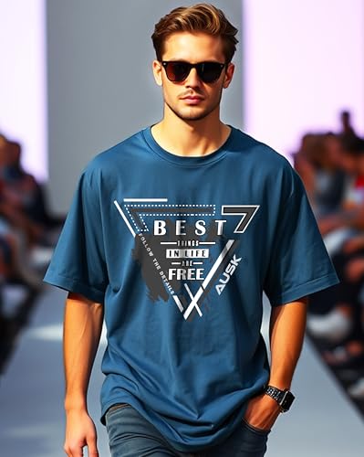 Image of AUSK T-Shirt for Mens with Round Neck Oversized Drop Shoulder