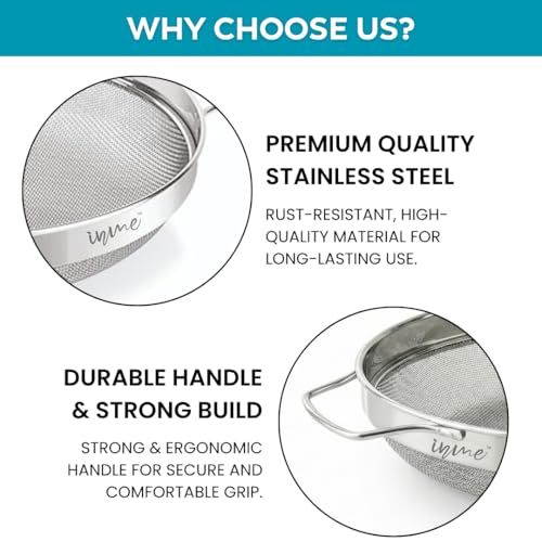 Image of Inme Stainless Steel Puran Multipurpose Strainer Jali for Juice Soup Sauces Food Vegetable & Fruits Washing Basket Bowl for Sink Steel Jali Chalni Channi Colander Sieve for Kitchen - 22 cm Diameter