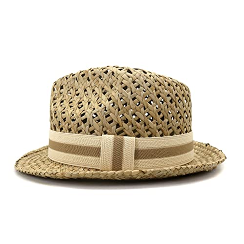 Chapeau été anti transpirant style jazz trilby unisexe en paille ajourée