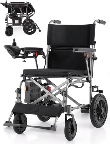 loktch Lightweight Foldable Electric Wheelchair for Adults with Wider Seats,15km Range,Removable 10Ah Lithium Battery,Mobility Chair for Seniors - Indoor&Outdoor
