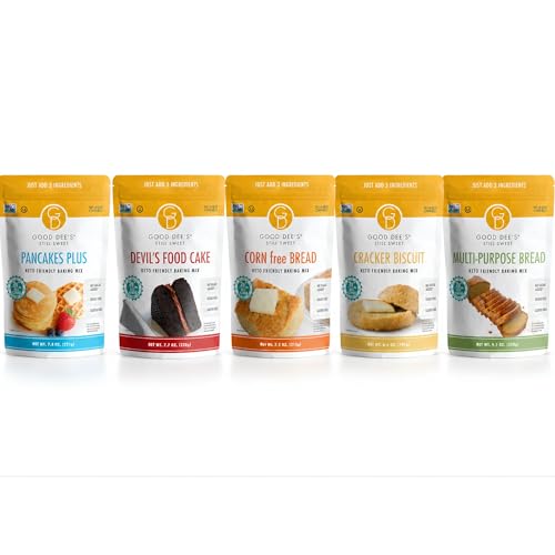 Good Dee's Sugar Free Mix Bundle-Corn free bread, Cracker Biscuit, Devil's Food Cake, Pancake, and Multipurpose Bread-1-3g net carbs, Gluten Free, Keto Friendly, No Sugar Added