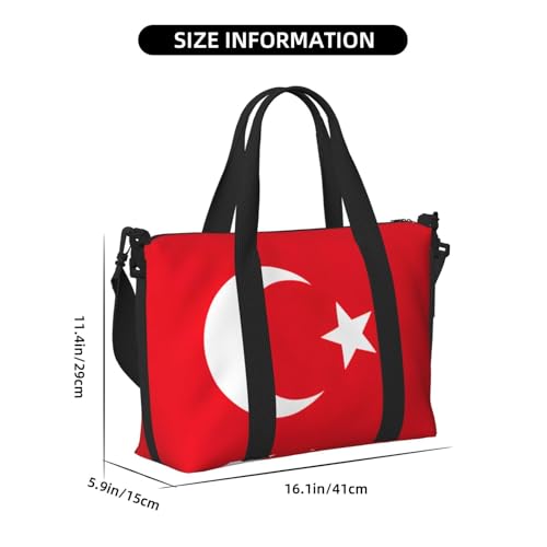 Flag Of Turkey Travel Duffel Bag Carry On Tote Bags For Men,Weekender Overnight Bag,Sports Tote Gym Bag2
