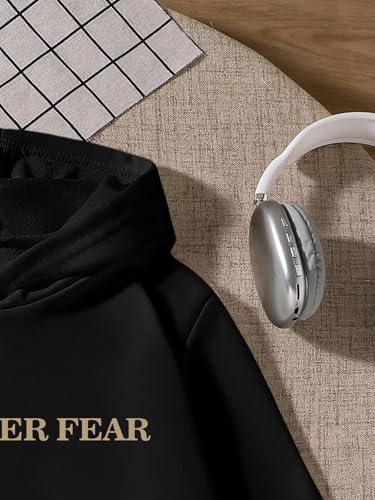 Verdusa Boy's Retro Letter Print Hoodie Sweatshirt Streetwear Casual Pullover Tops3