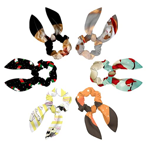 Lot de 6 chouchous à cheveux avec nœud motif chat et chapeau rouge pour filles
