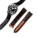 Imagen de ROUREOX Correa Cuero Auténtica Hecha a Mano Correa Reloj Hombre Hebilla Metálica Ajustable Cuero Suave para Omega Seamaster and Speedmaster Planet Ocean-Negro Naranja + Plata 22mm
