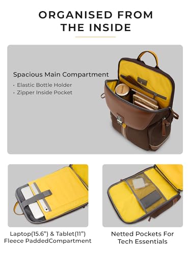 Image of EUME Zorain Premium Laptop Backpack for Men & Women | 15.6 Inch Laptop Sleeve | 27L Water Resistant Nylon & Microfiber Vegan Leather | Lightweight & Multipurpose | For Office Work & Travel