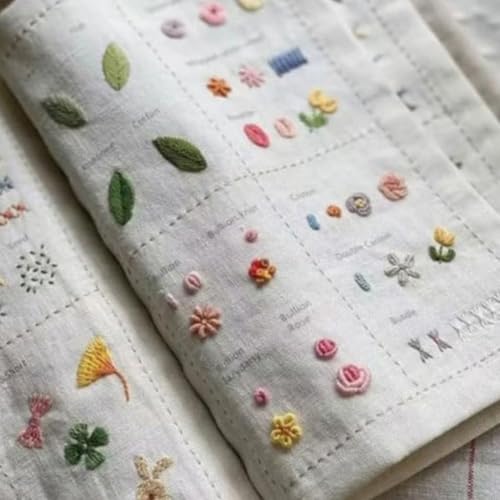 KHIronHive Kit de livre de point de broderie avec 86 outils - Livre d'entraînement en lin pour débutants - Portable - Kit d'apprentissage de la broderie à la main avec guide étape par étape pour les – vue 5
