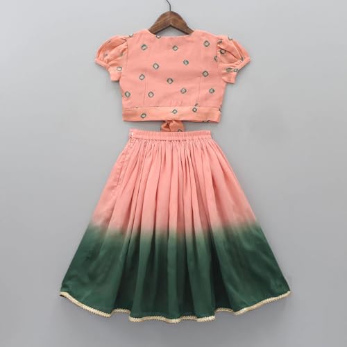 Image of GORLYA Girl's Rayon Printed Traditional Lehenga with Puff Sleeve Designer Choli Set