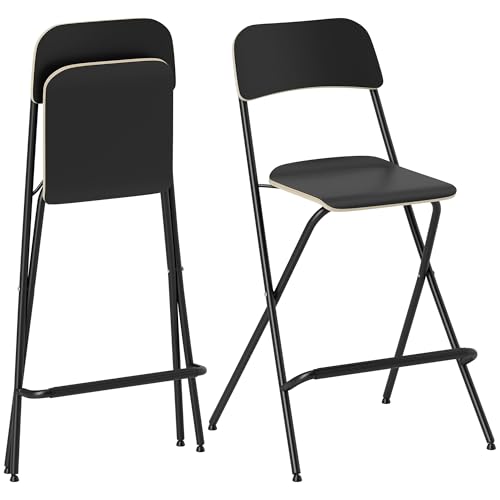 HOMCOM Barhocker Klappbar 2er Set Klapphocker 63 cm Sitzhöhe Barstuhl...